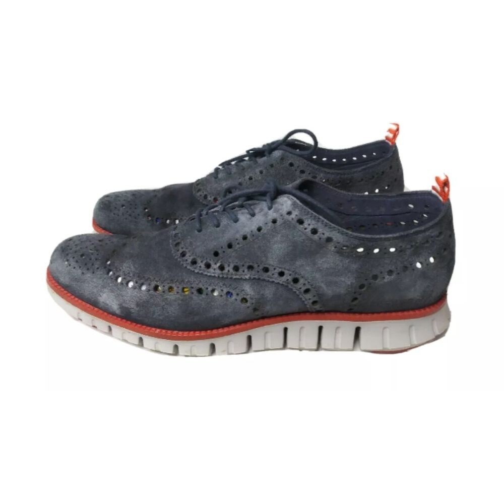 Cole Haan Men's Zerogrand Wingtip Oxfords Size 11.5 Shoes Blue Suede